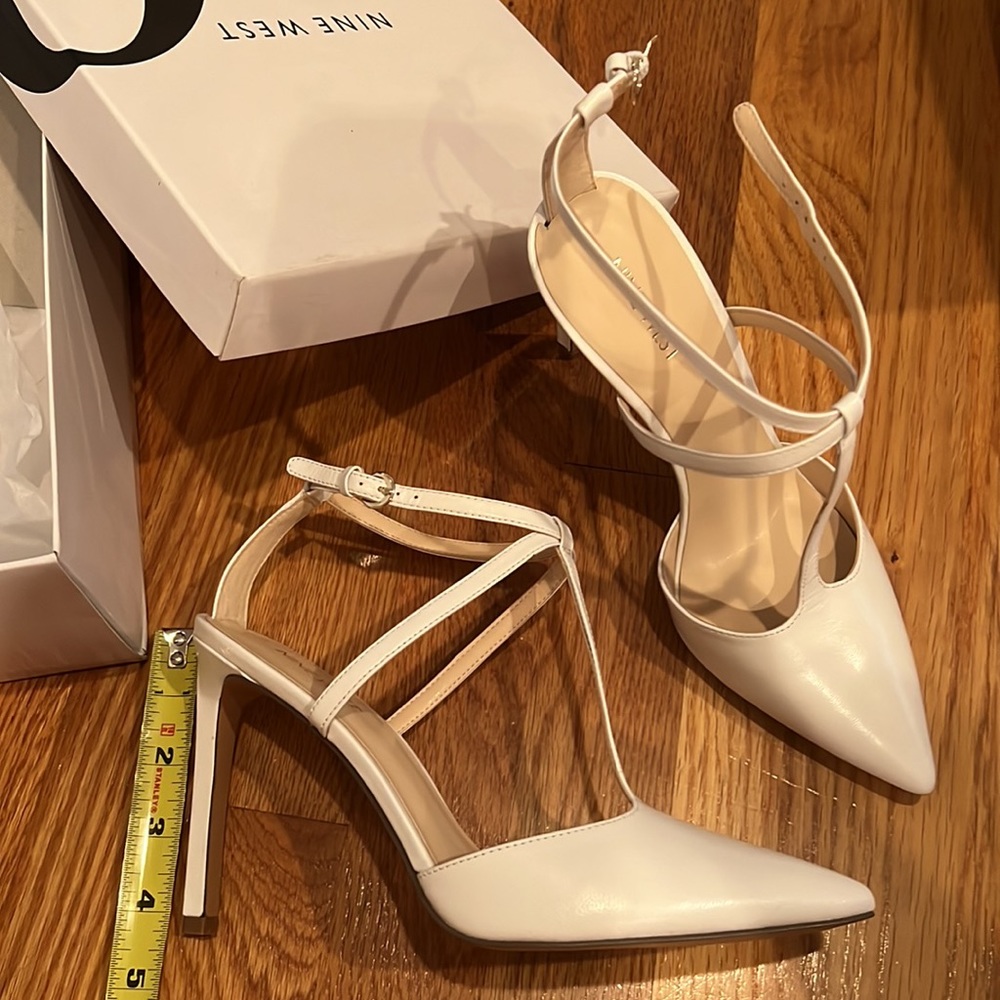 Nine West NWOT nwtixilated 7 M heel white leather - Picture 2 of 6